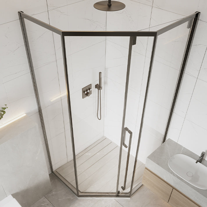 Matte Black Folding Shower Door, Side Opening Tempered Glass Shower Door