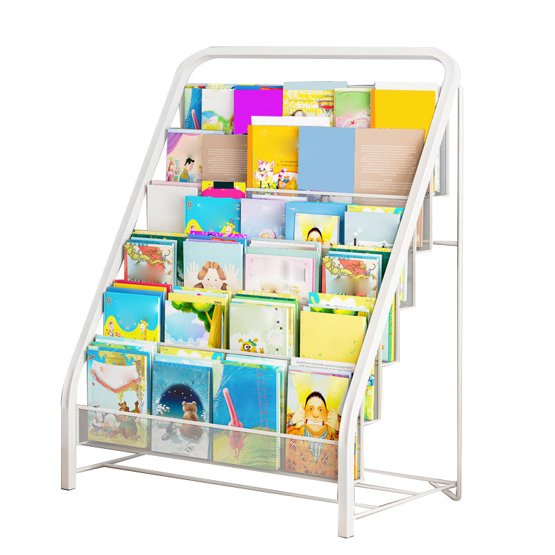 Contemporary Book Display Metal Shelf Bookcase in Chip Resistant