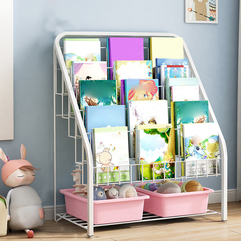 Contemporary Book Display Metal Shelf Bookcase in Chip Resistant