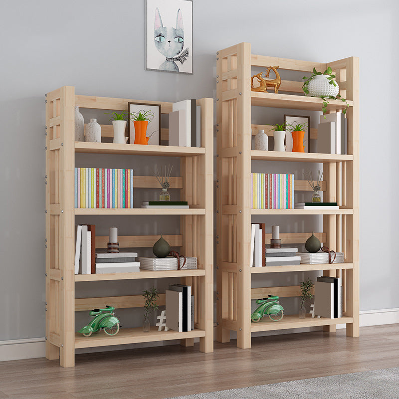 Contemporary Solid Wood Book Display Open Shelf Standard Bookcase