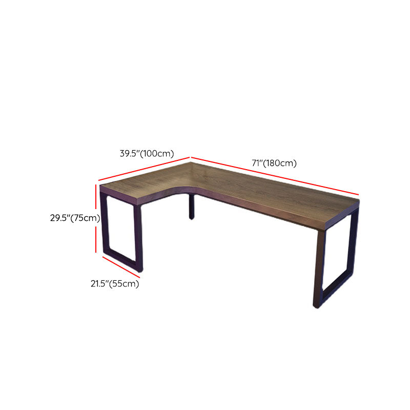 Modern Solid Wood Office Desk L-Shape Writing Desk with Shelf for Office