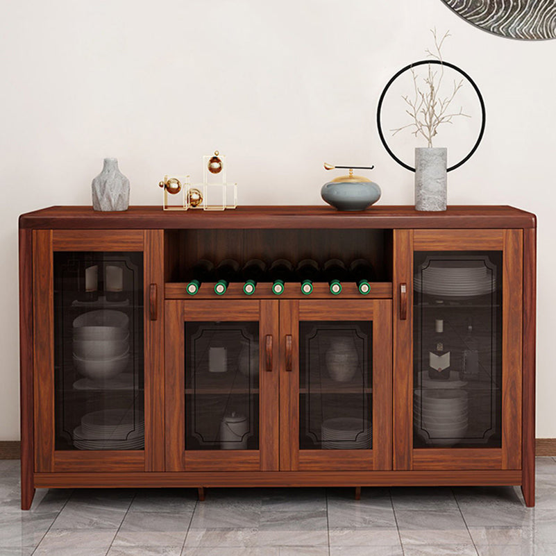 Wooden Dining Hutch Glass Doors Modern China Cabinet with Drawers