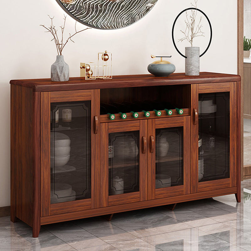 Wooden Dining Hutch Glass Doors Modern China Cabinet with Drawers