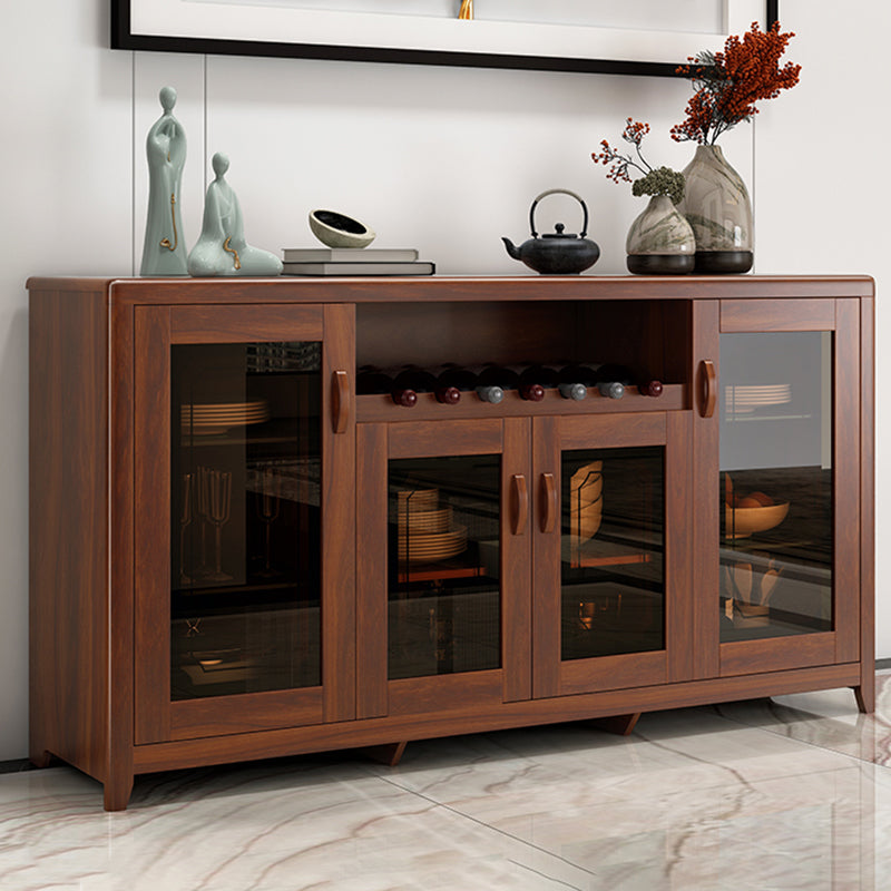 Wooden Dining Hutch Glass Doors Modern China Cabinet with Drawers