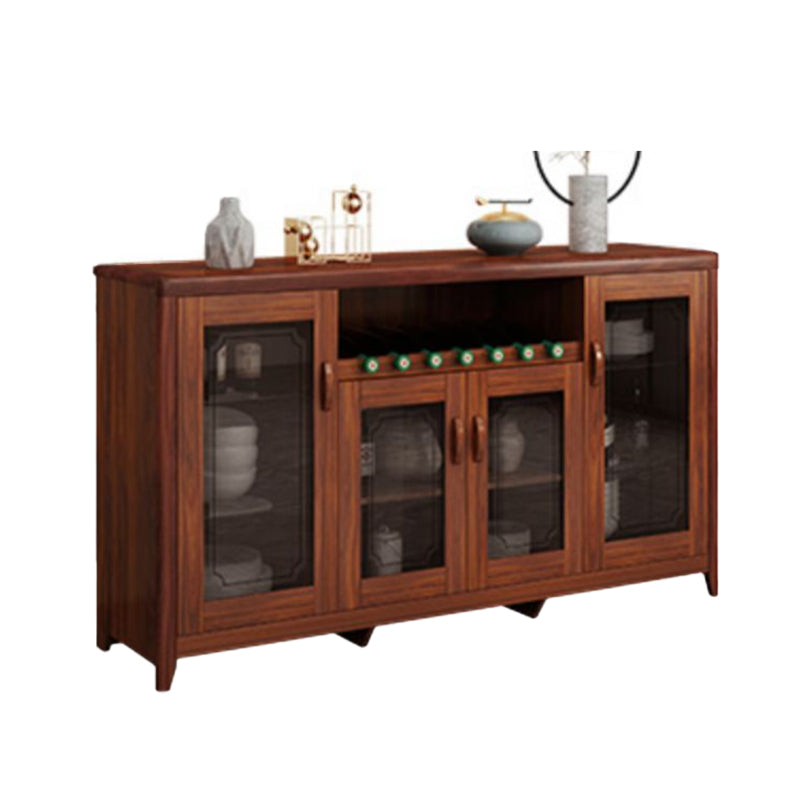 Wooden Dining Hutch Glass Doors Modern China Cabinet with Drawers