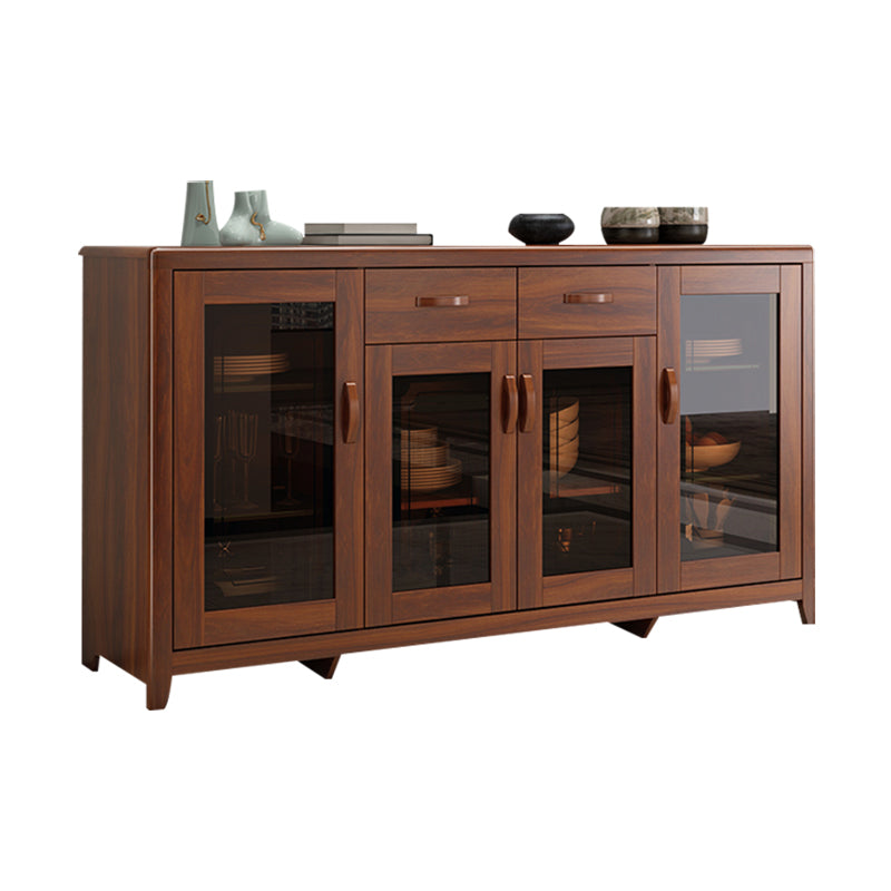 Wooden Dining Hutch Glass Doors Modern China Cabinet with Drawers