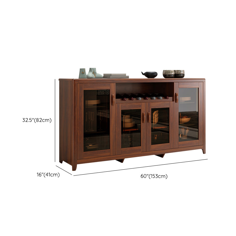 Wooden Dining Hutch Glass Doors Modern China Cabinet with Drawers