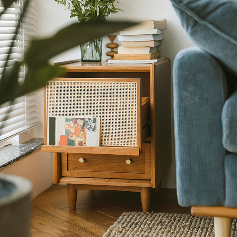 Contemporary Wood Night Table Storage Accent Table Nightstand for Home