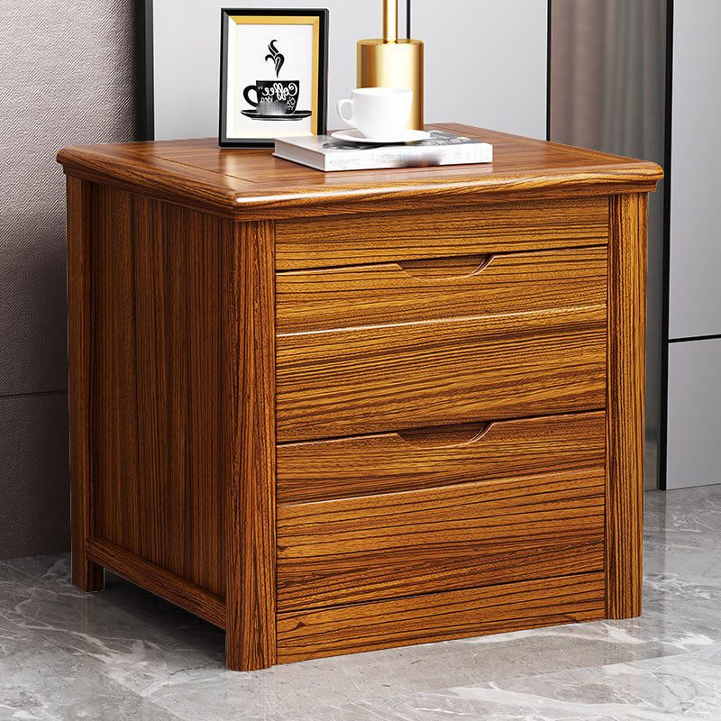 Contemporary Accent Table Nightstand 2 Drawers Wood Night Table for Home