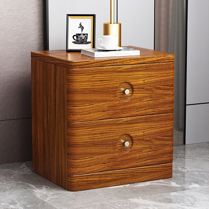 Contemporary Accent Table Nightstand 2 Drawers Wood Night Table for Home