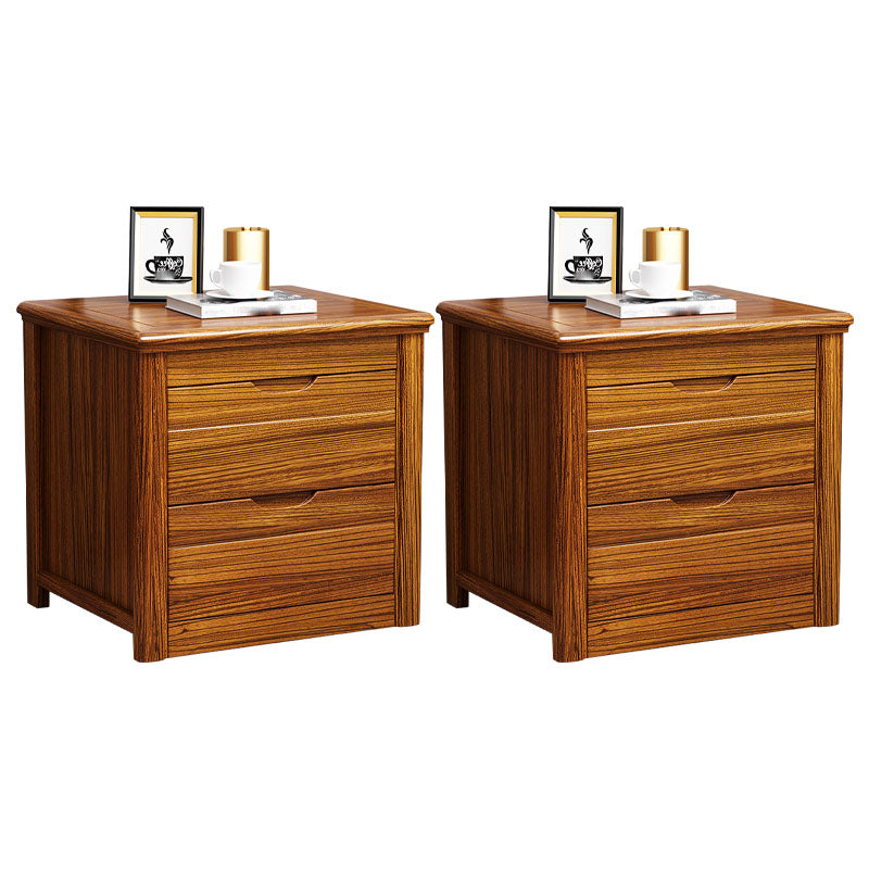 Contemporary Accent Table Nightstand 2 Drawers Wood Night Table for Home