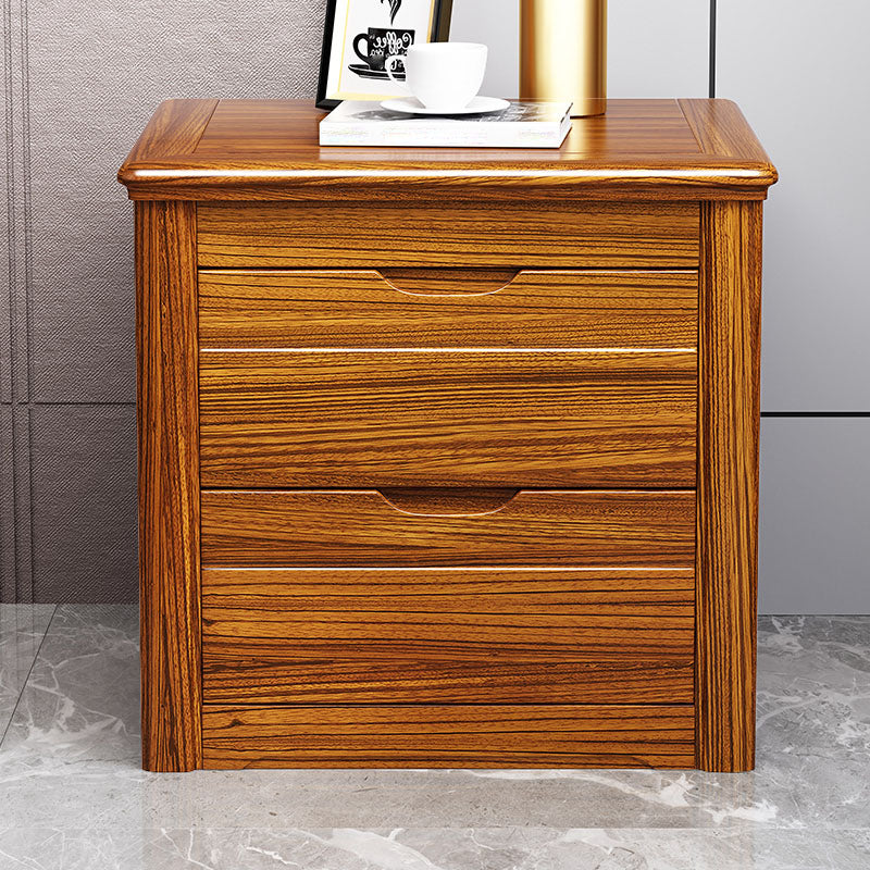 Contemporary Accent Table Nightstand 2 Drawers Wood Night Table for Home