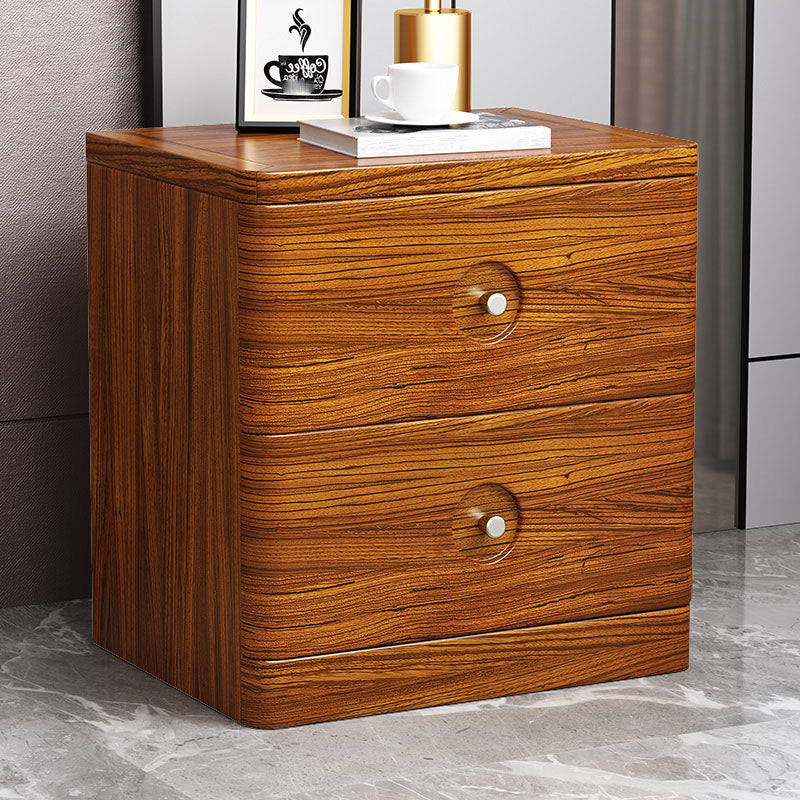 Contemporary Accent Table Nightstand 2 Drawers Wood Night Table for Home