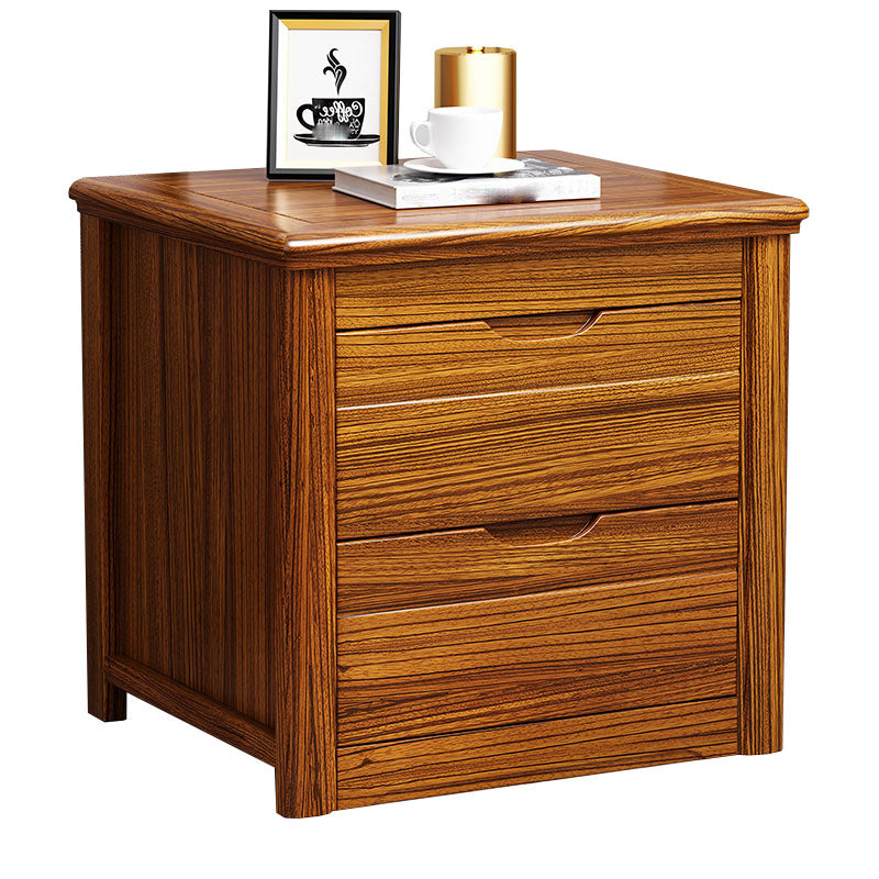 Contemporary Accent Table Nightstand 2 Drawers Wood Night Table for Home