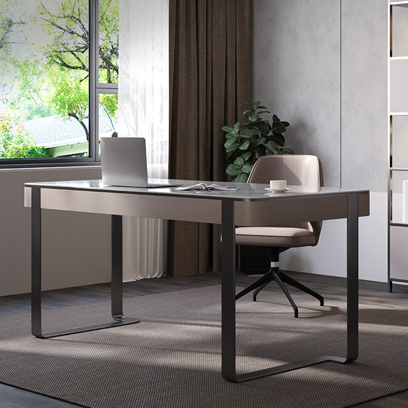 Modern Stone Office Desk Rectangular Shape Task Desks with 2-Drawers for Office