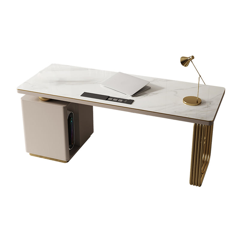 Modern Stone Office Desk Rectangular Shape Task Desk with 2-Legs Foe Office