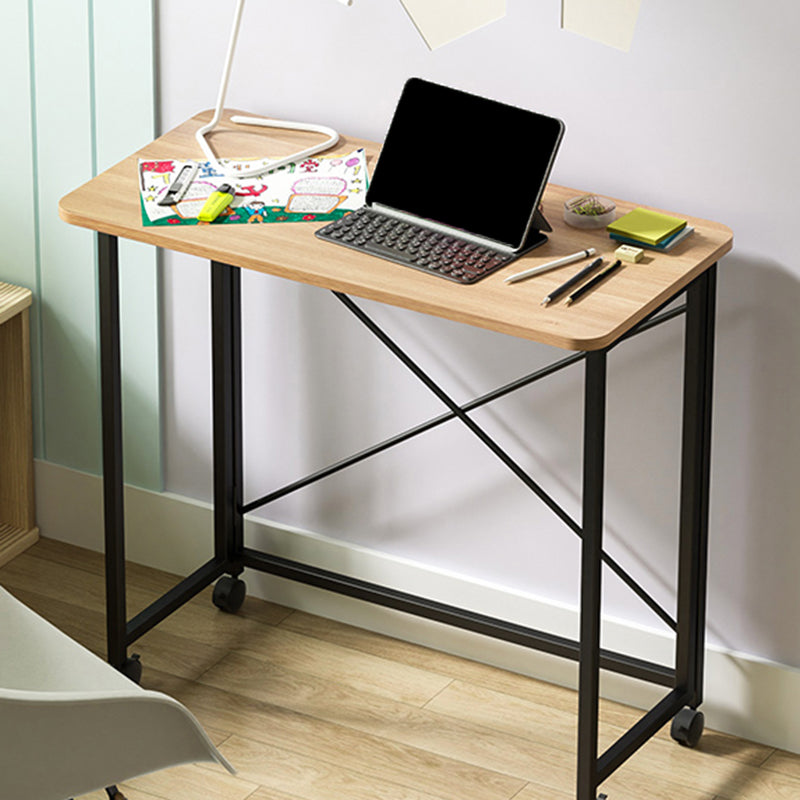 Rectangular Shaped Collapsible Laptop Table Wood Writing Desk in Brown/White