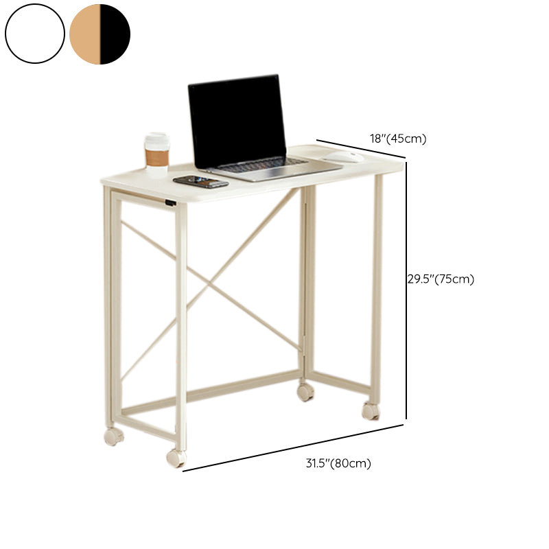 Rectangular Shaped Collapsible Laptop Table Wood Writing Desk in Brown/White