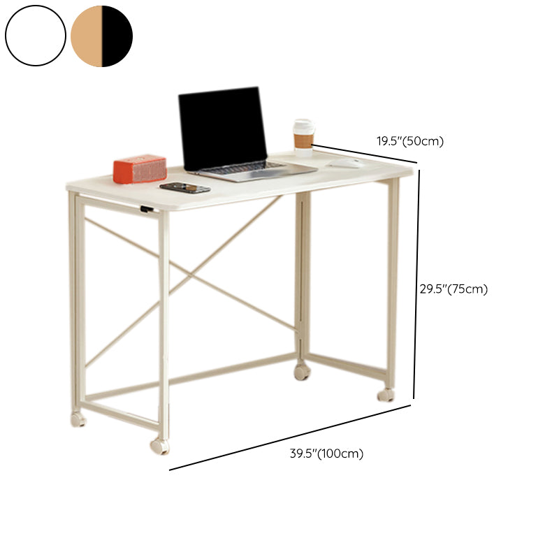 Rectangular Shaped Collapsible Laptop Table Wood Writing Desk in Brown/White