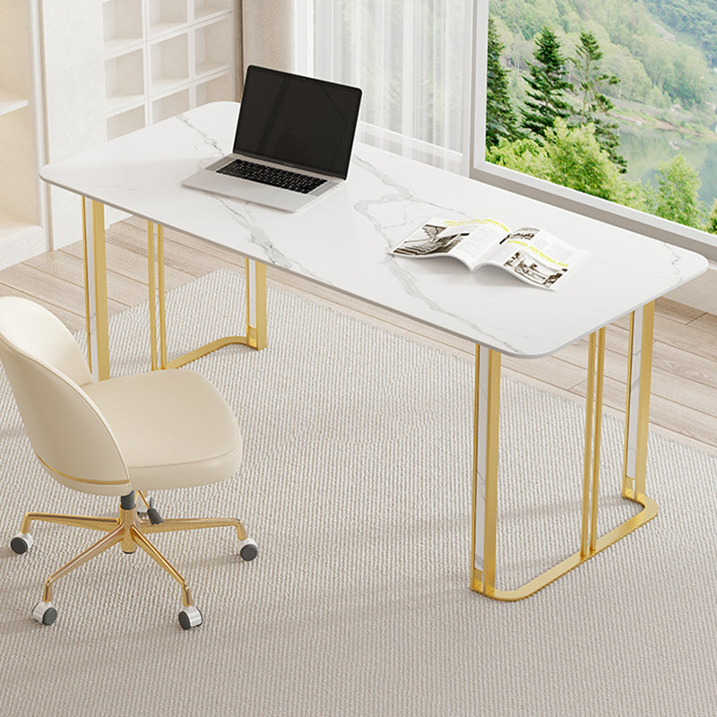 Modern Style Stone Office Desk Rectangular Shape Task Desk with 2-Legs for Office