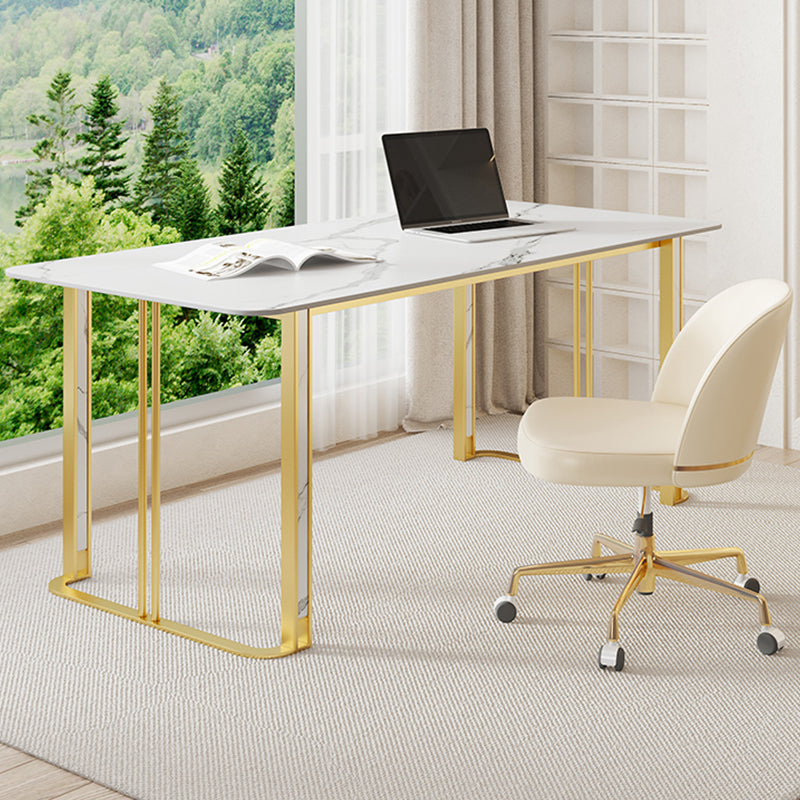 Modern Style Stone Office Desk Rectangular Shape Task Desk with 2-Legs for Office