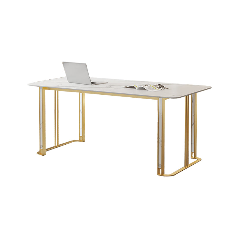 Modern Style Stone Office Desk Rectangular Shape Task Desk with 2-Legs for Office