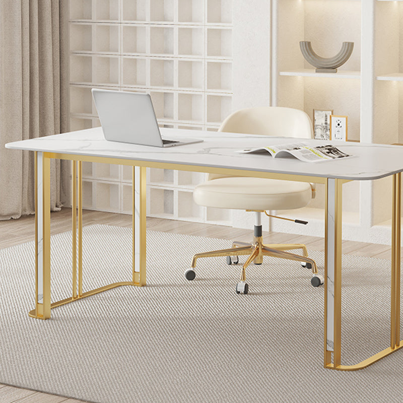 Modern Style Stone Office Desk Rectangular Shape Task Desk with 2-Legs for Office