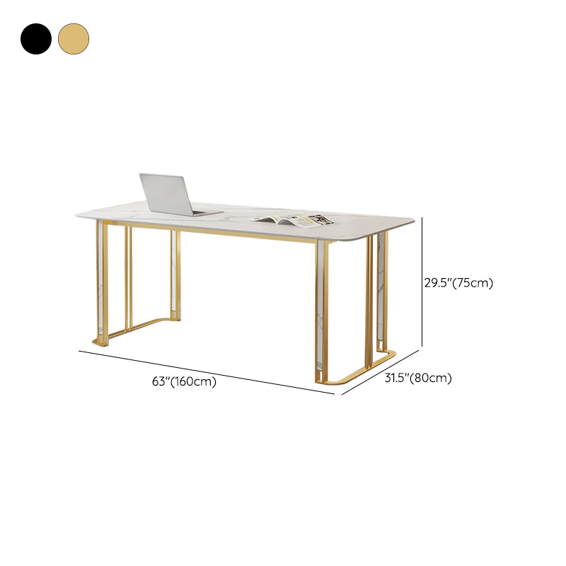 Modern Style Stone Office Desk Rectangular Shape Task Desk with 2-Legs for Office