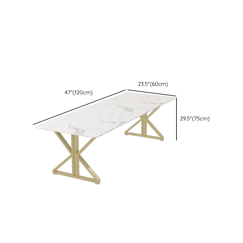 Rectangular Shaped Office Working Tables Stone Writing Desks in White