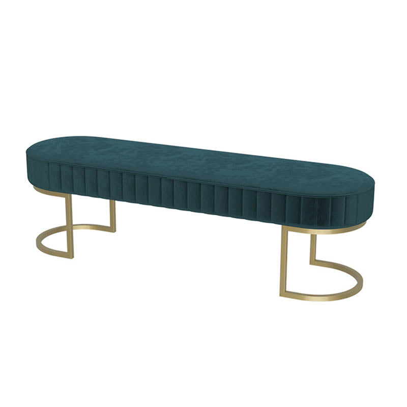 Glam Cushioned Seating Bench Oval Entryway and Bedroom Bench , 16" W