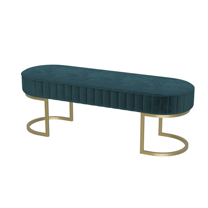 Glam Cushioned Seating Bench Oval Entryway and Bedroom Bench , 16" W