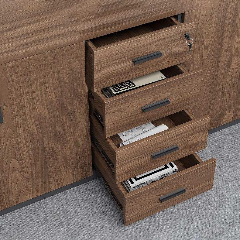 Traditional Wood Cabinet Locking Drawers and Adjustable Storage Shelves File Cabinet