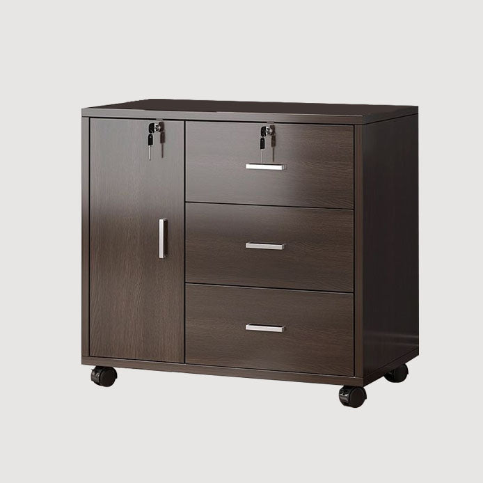 Traditional Cabinet Wood Drawers Storage Shelves Filing Cabinet with Wheels