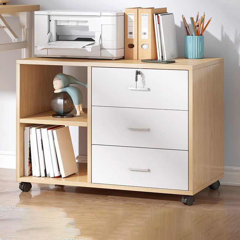 Traditional Cabinet Wood Drawers Storage Shelves Filing Cabinet with Wheels