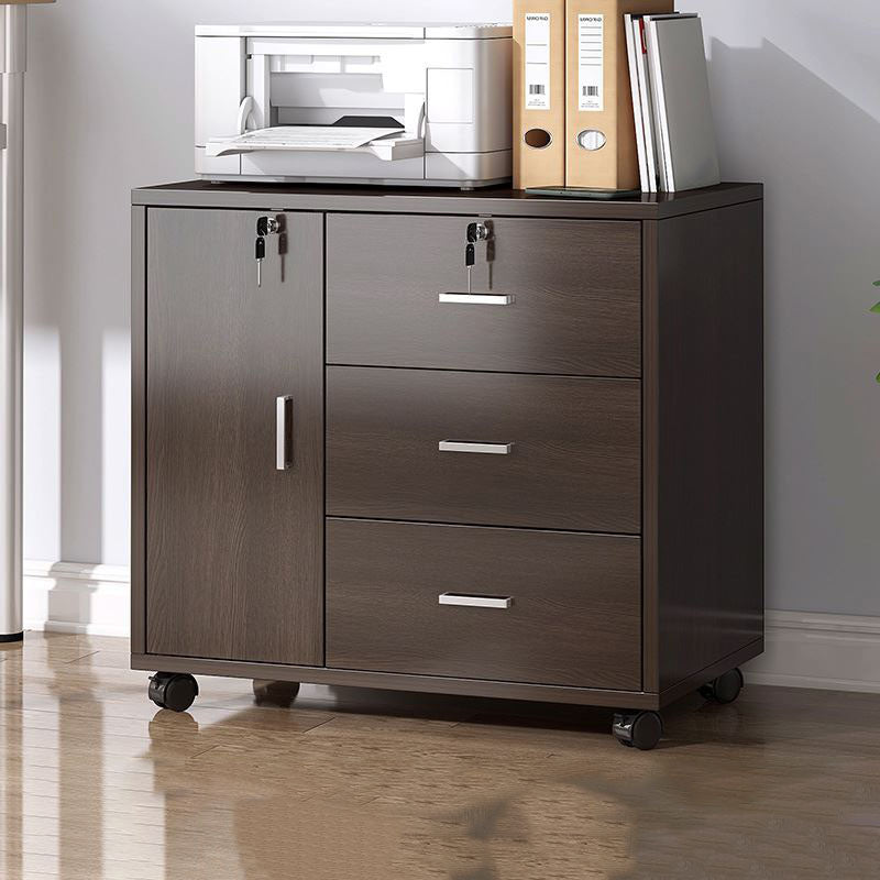 Traditional Cabinet Wood Drawers Storage Shelves Filing Cabinet with Wheels