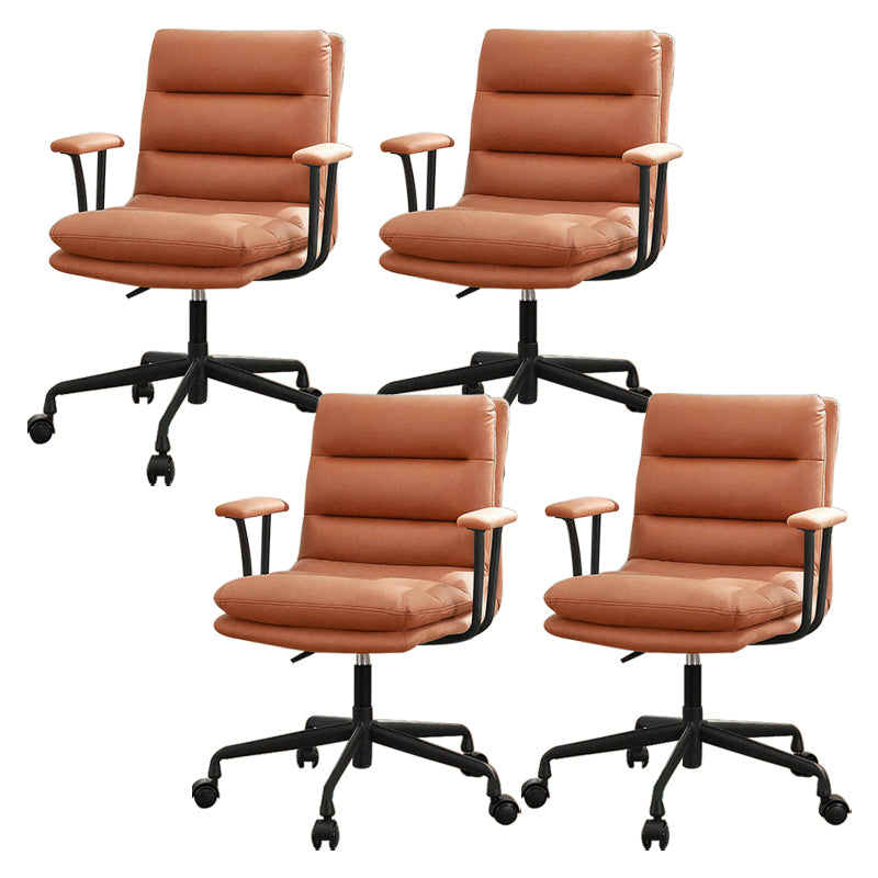 Contemporary Leather Desk Chair Wheels Included Conference Chair for Office