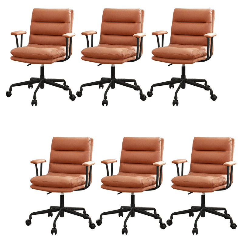 Contemporary Leather Desk Chair Wheels Included Conference Chair for Office