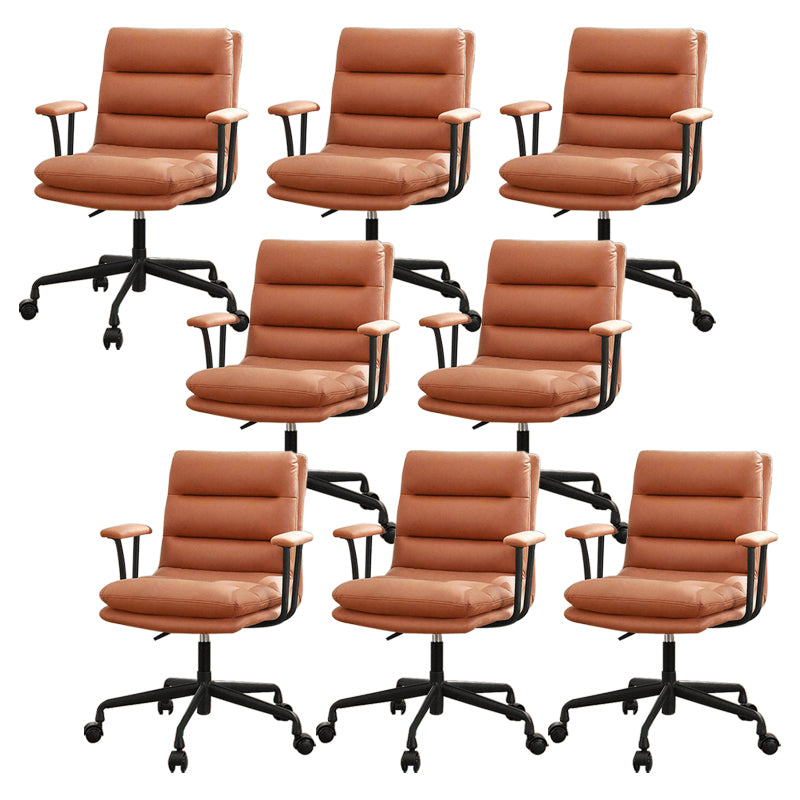 Contemporary Leather Desk Chair Wheels Included Conference Chair for Office