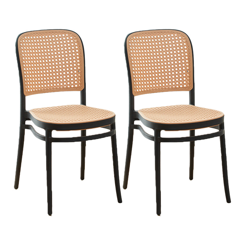 Tropical Plastic Armles Chairs Stacking Outdoors Dining Chairs