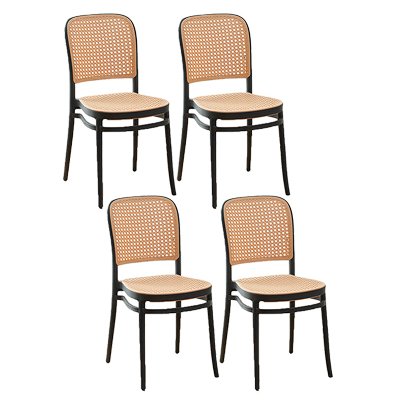 Tropical Plastic Armles Chairs Stacking Outdoors Dining Chairs