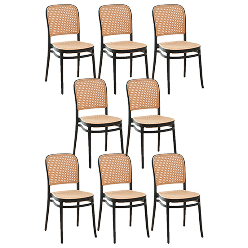 Tropical Plastic Armles Chairs Stacking Outdoors Dining Chairs