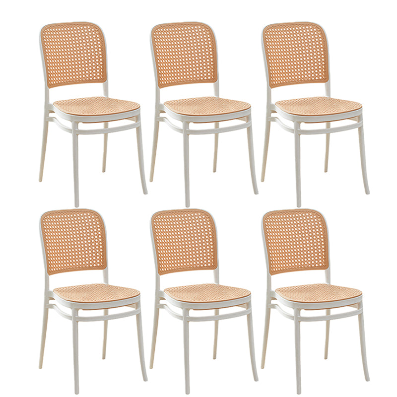 Tropical Plastic Armles Chairs Stacking Outdoors Dining Chairs