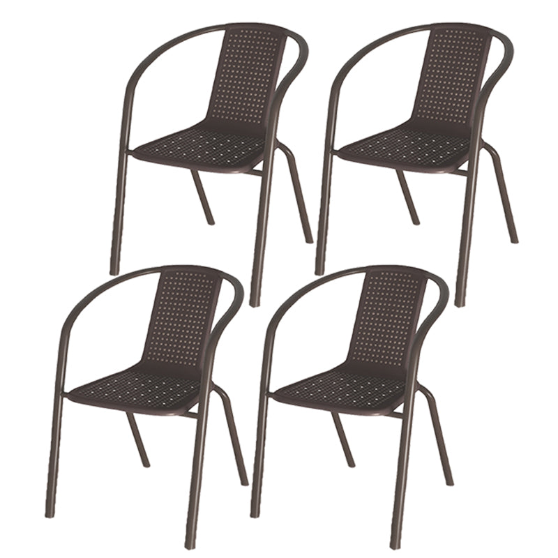 Tropical Rattan Outdoor Bistro Chairs Stacking Outdoors Dining Chairs with Arm