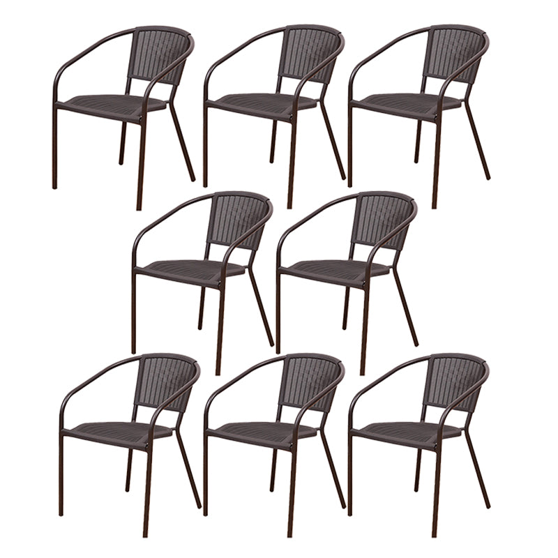 Tropical Rattan Outdoor Bistro Chairs Stacking Outdoors Dining Chairs with Arm