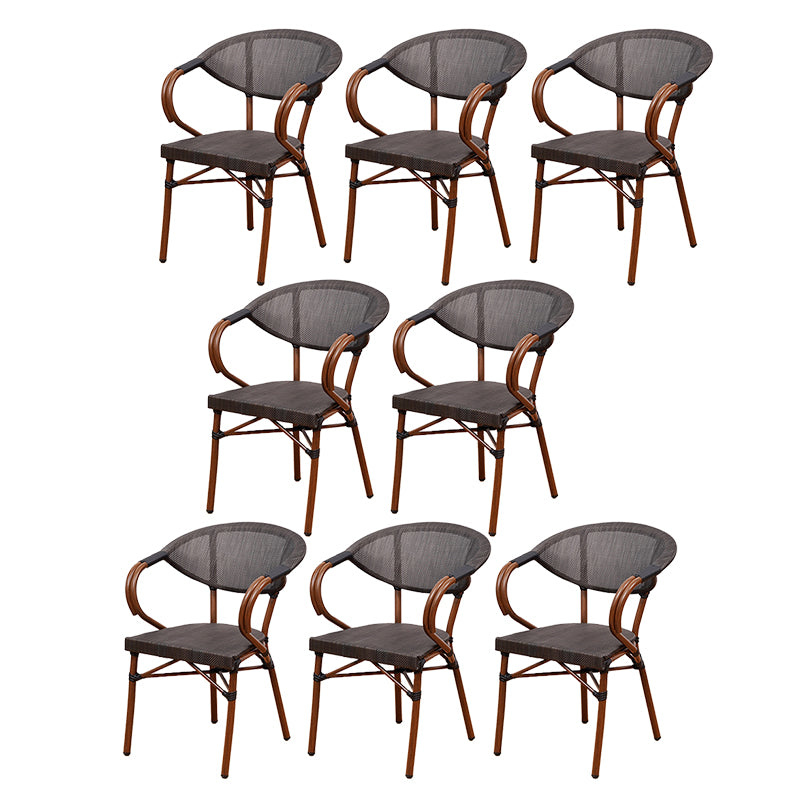 Tropical Rattan Outdoor Bistro Chairs Stacking Outdoors Dining Chairs with Arm