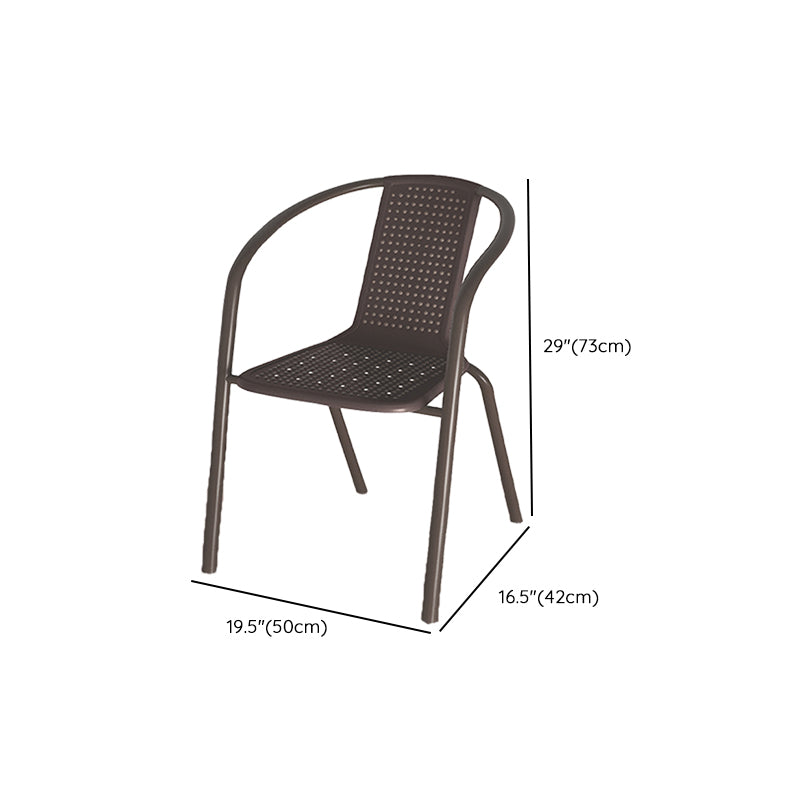 Tropical Rattan Outdoor Bistro Chairs Stacking Outdoors Dining Chairs with Arm