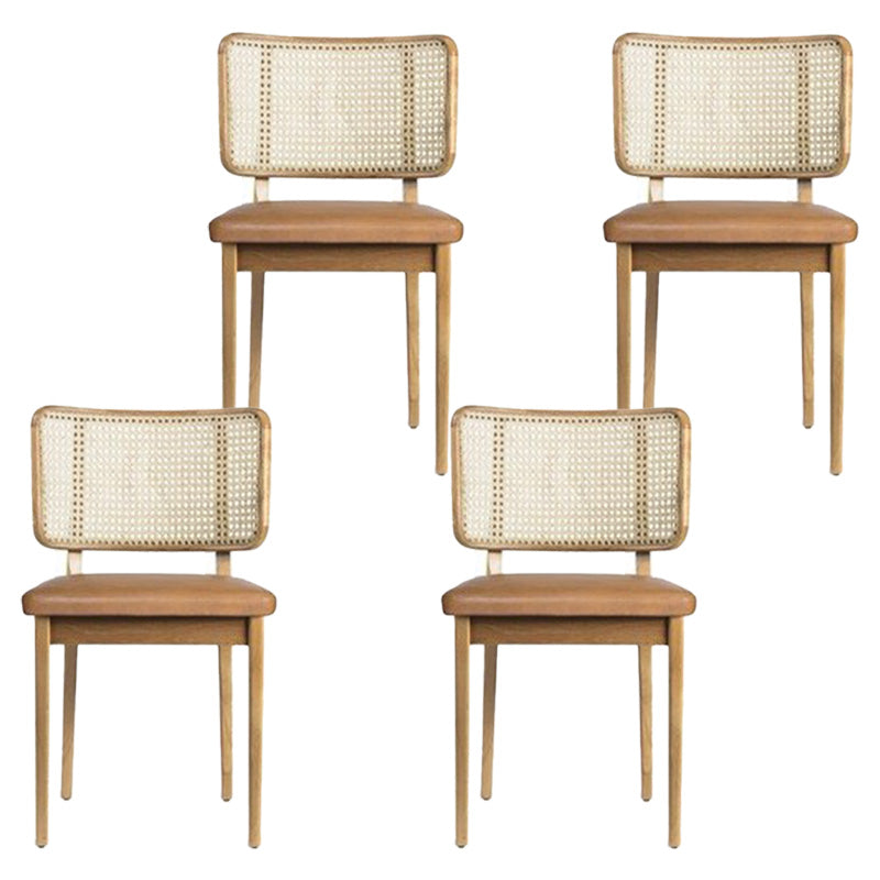 Tropical Armchair Rattan Stacking Outdoors Dining Chairs with Upholstered