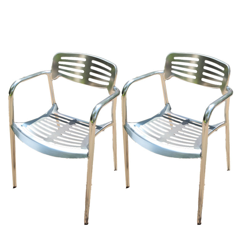 Modern Armchair Metal Stacking Outdoors Dining Chairs with Arm