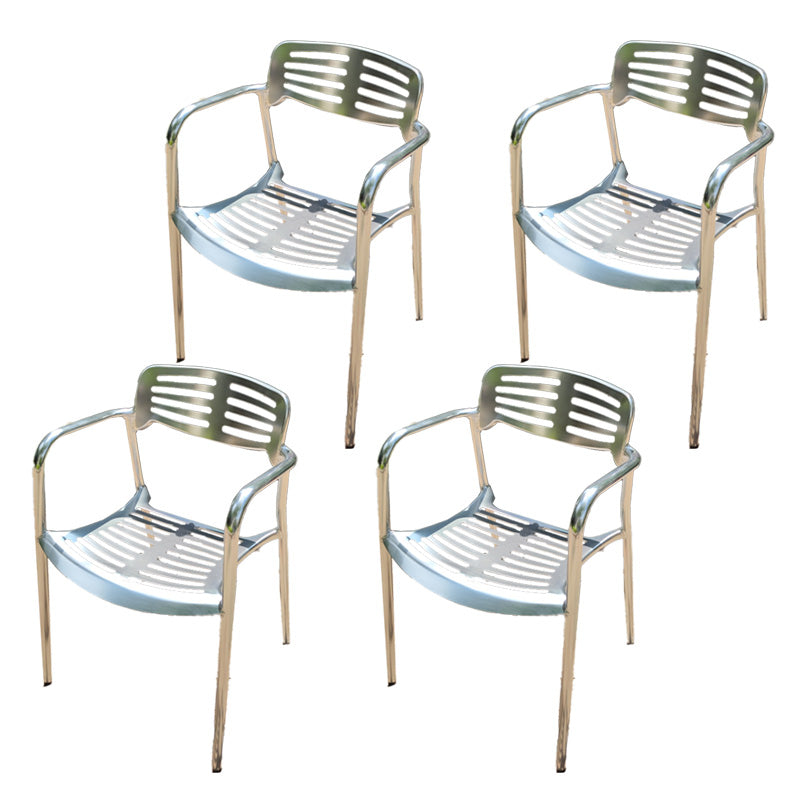 Modern Armchair Metal Stacking Outdoors Dining Chairs with Arm