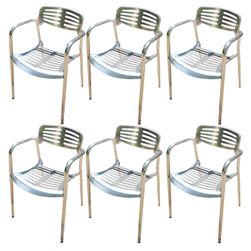 Modern Armchair Metal Stacking Outdoors Dining Chairs with Arm